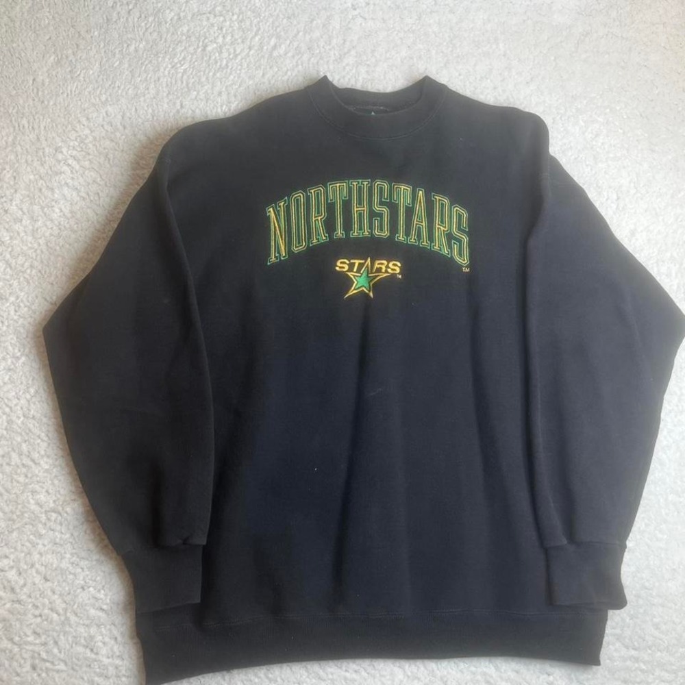 80s‎ 90s Dallas Northstars men's black crew neck sweatshirt logo athletic nhl xl
